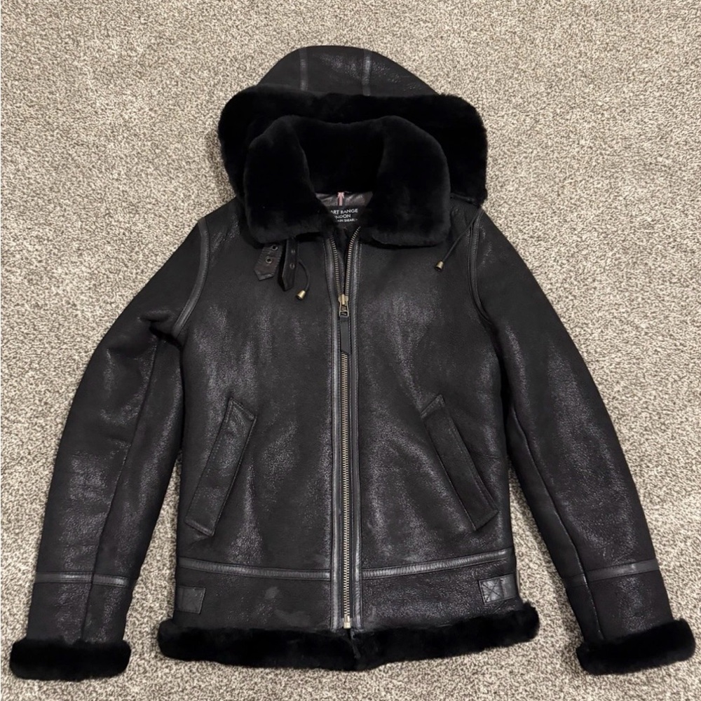 Women’s Real Shearling Bomber Jacket With Detachable Hood And Storage Bag